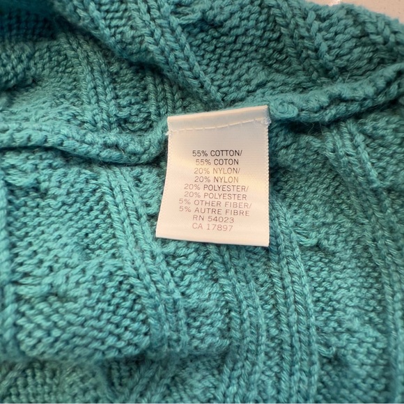 Banana Republic Cable Knit Tunic Sweater Green Dolman Sleeve Women’s Large - Picture 6 of 8